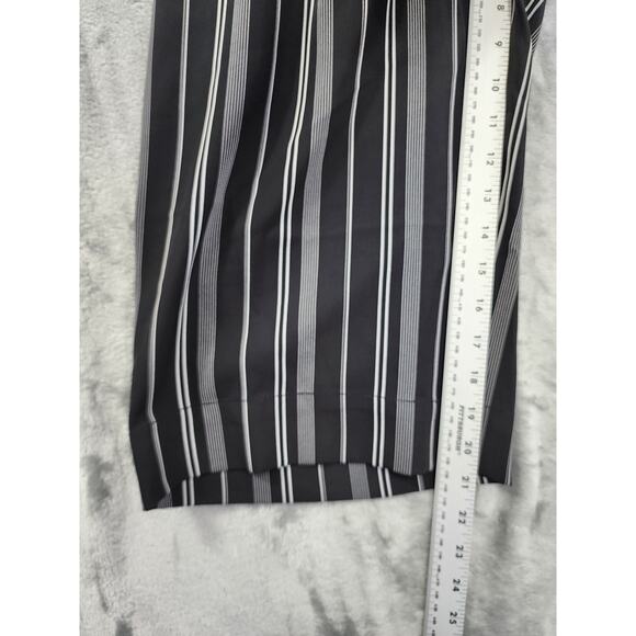 New Lane Bryant Striped Wide Leg Ankle Pants Size 12P Black White Ruffle Waist - Picture 9 of 11